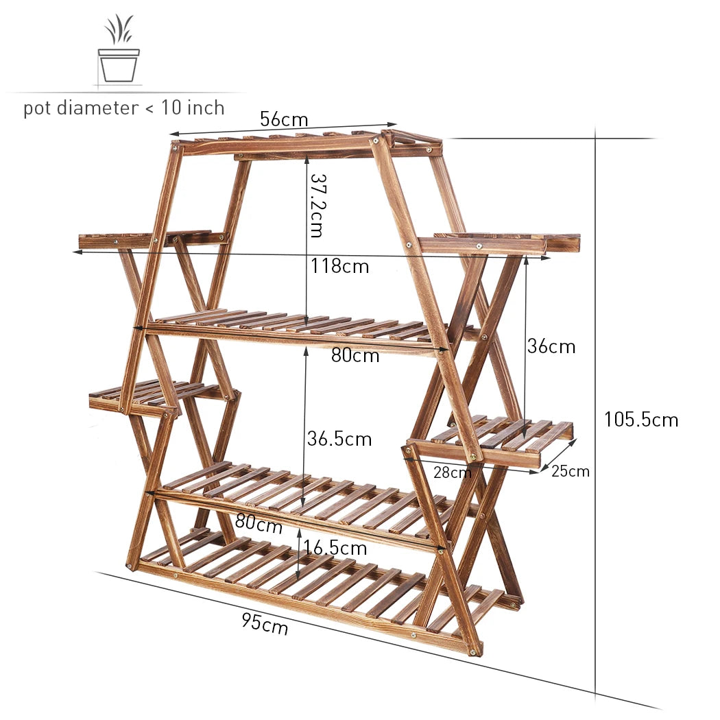 8-Tier Wood Plant Stand Large Capacity Flower Shelves