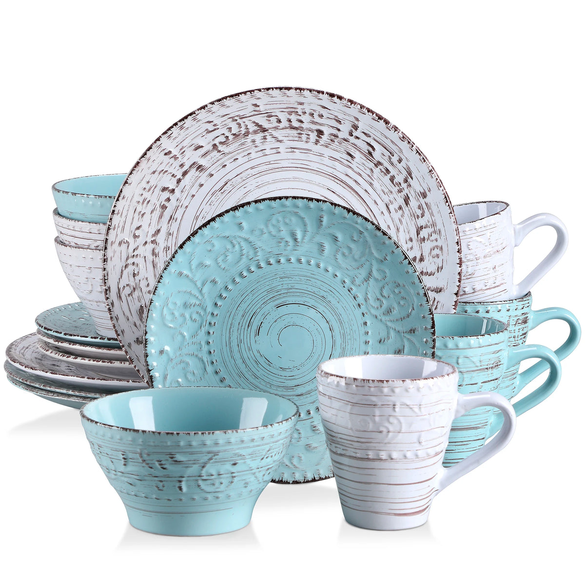 Malacasa Ceramic Dinnerware Set Featuring Plates Bowls And Mugs