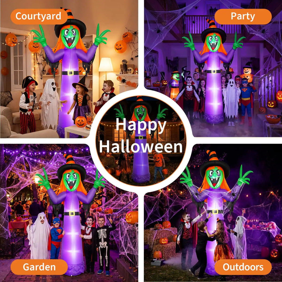 HiMISS Halloween Inflatable Witch Outdoor Yard Decoration With LED Lights