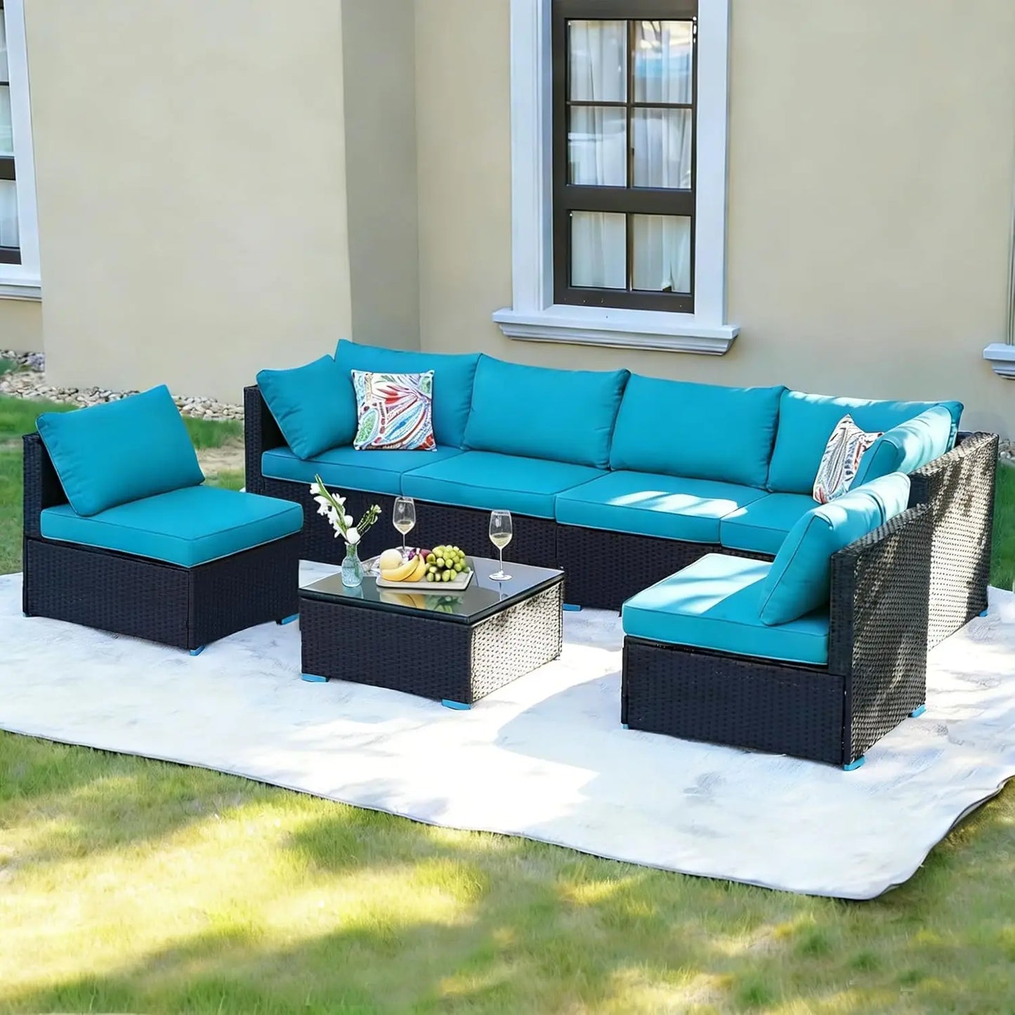 XIAOLANG Outdoor Patio Furniture Set All-Weather PE Rattan Sofa Table