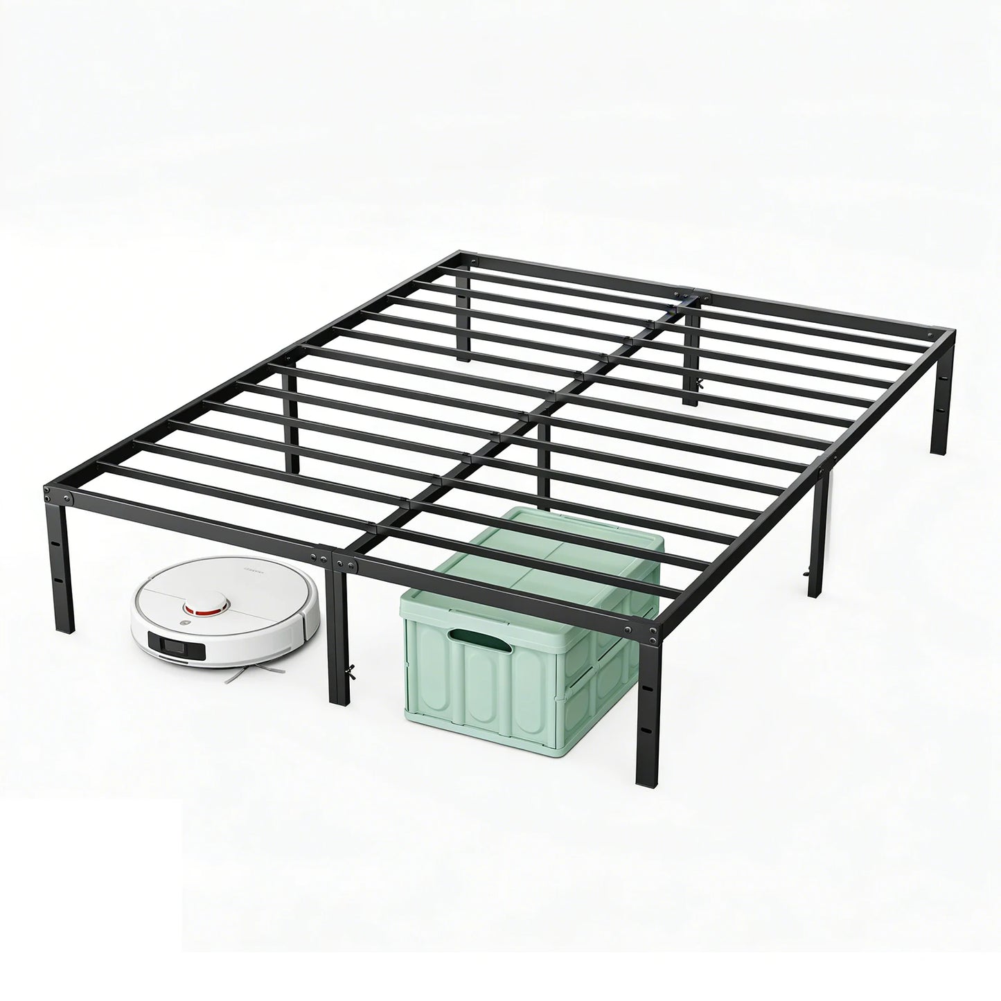 JHK Basic Metal Platform Bed Frame With Sturdy Slat Support