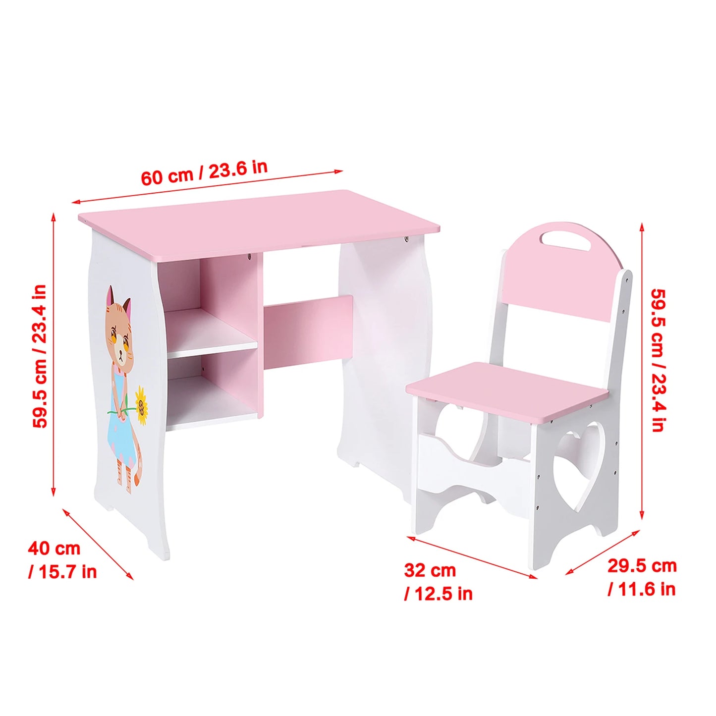 Cute Children Study Table Girls Kids Desk for Writing Kids Desk and Chair Set Study Room Furniture Children's Birthday Gift