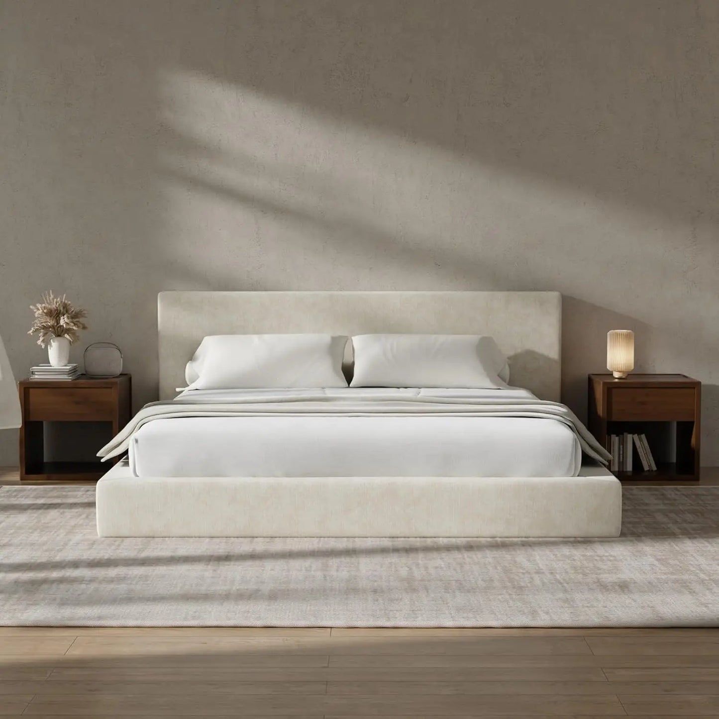 MOYU Cloud Upholstered Bed Frame With Headboard And Foam Platform