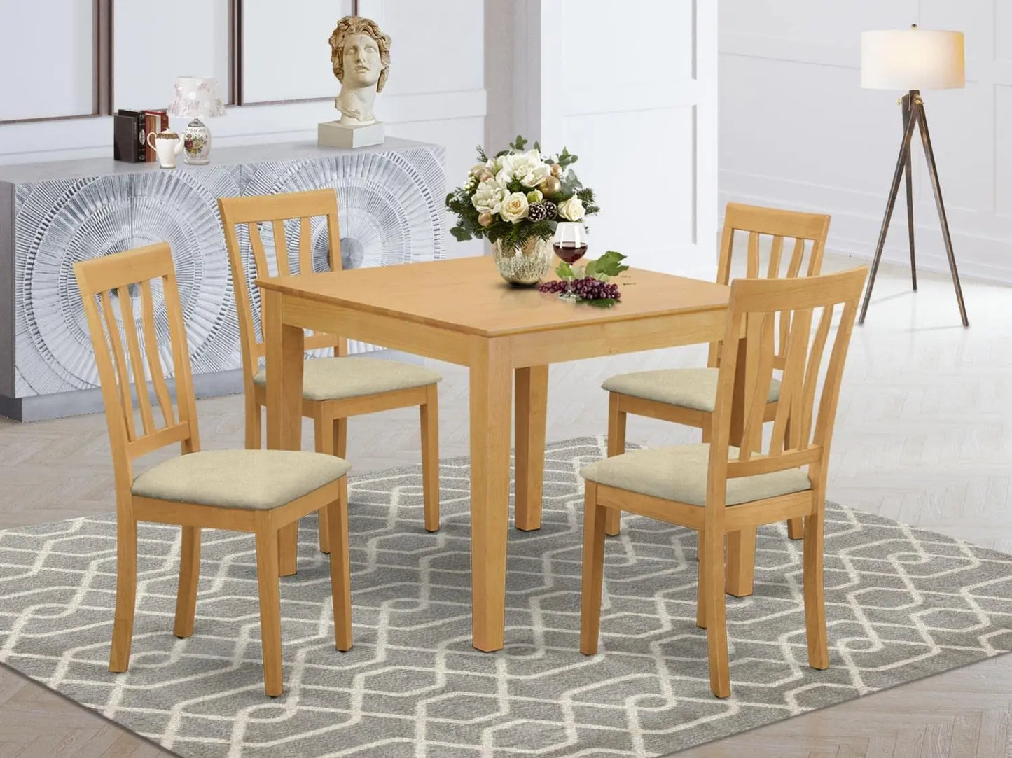 Oxford 5-Piece Traditional Wood Dining Set