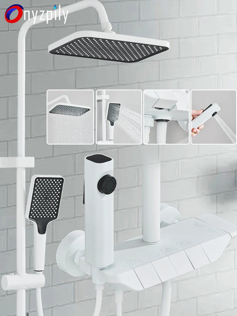 Onyzpily Four Way Piano Key Rainfall Shower Faucet System