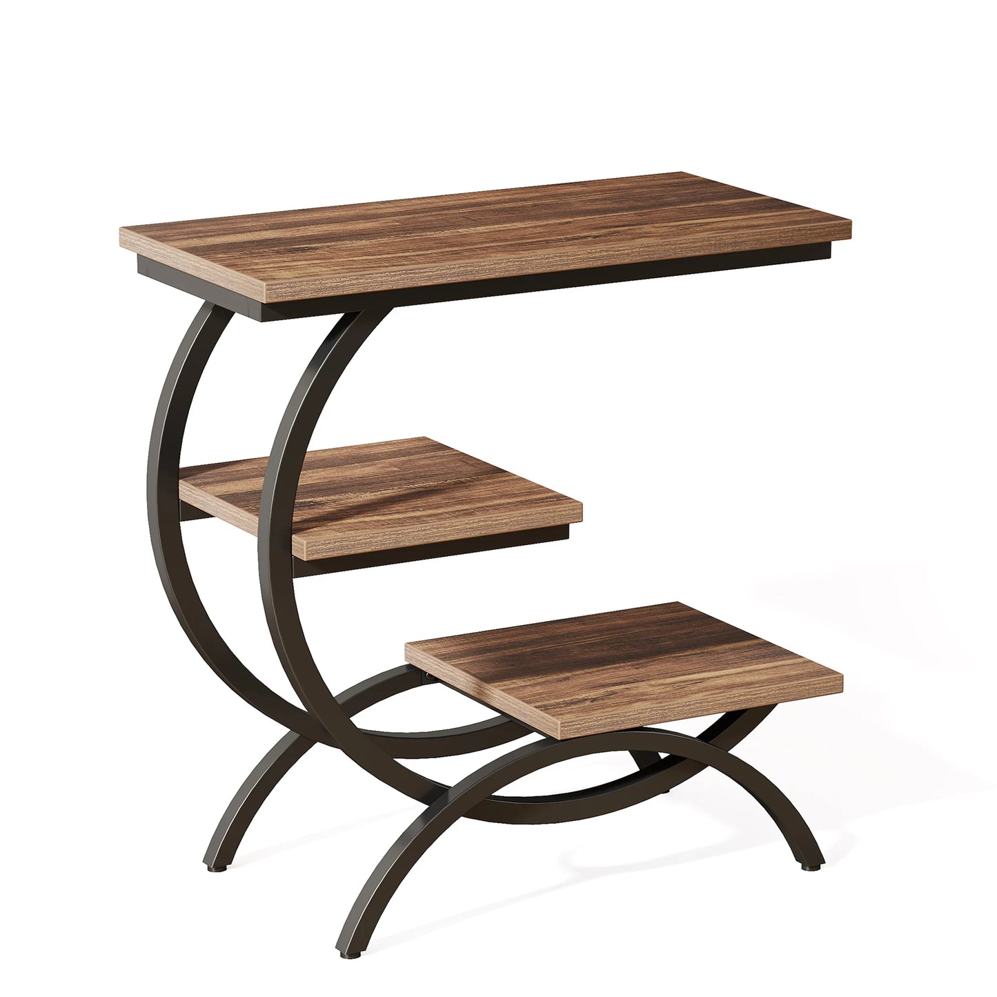 Tribesigns C Shaped End Table With Storage Shelves Modern