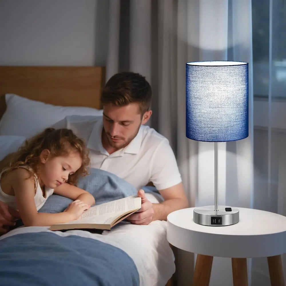 Touch Lamps Bedside USB And AC Outlet 3-Way Dimmable