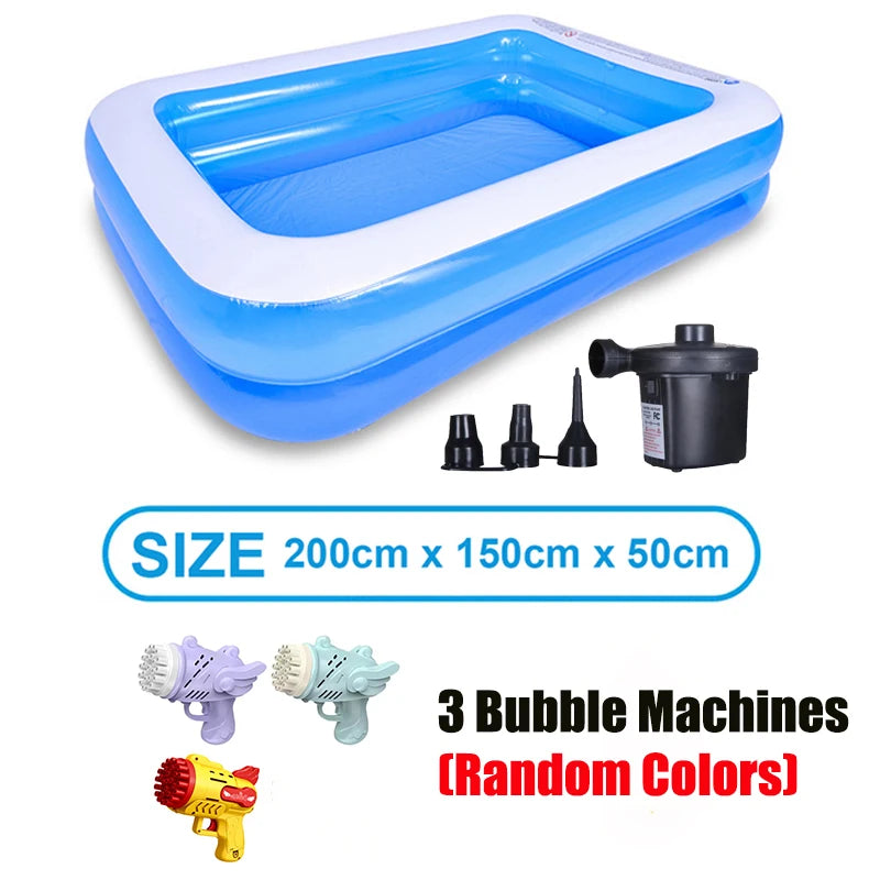 Kmoist Inflatable Rectangular Pool Large Family Outdoor Bathing Tub