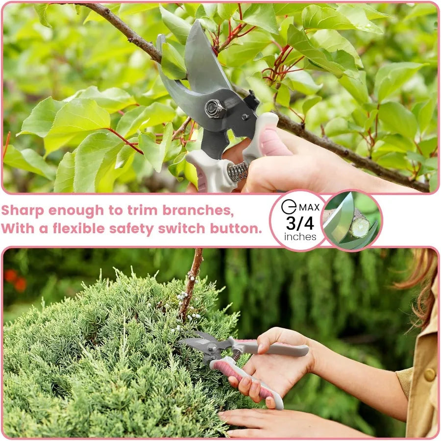 Garden Tools 8 Piece Gardening Tools with Bag Heavy Duty Stainless Steel Garden Tools Set Outdoor Hand Tools for Planting Weedi