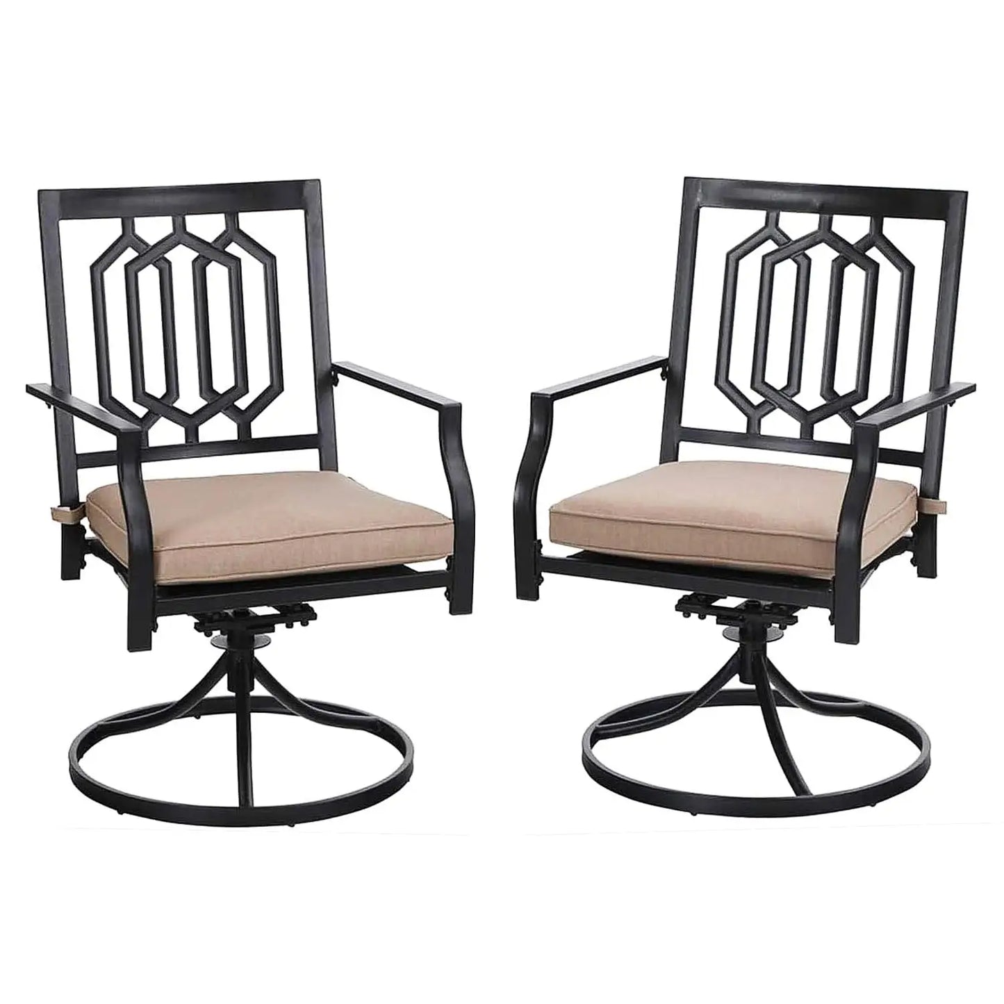 Outdoor Metal Swivel Chairs Set Of 2 With Cushions