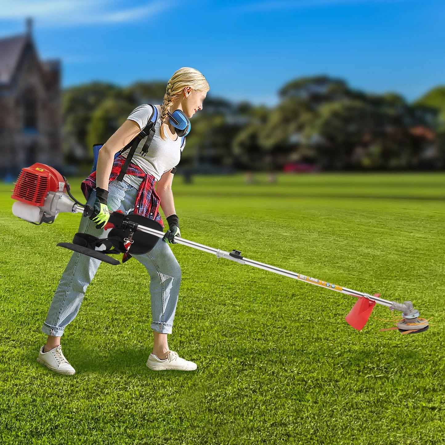 Weed Trimmer 43 CC 2 Stroke Lawn Wacker Eater Weed Grass Trimming Machine Easy Carry & Storage