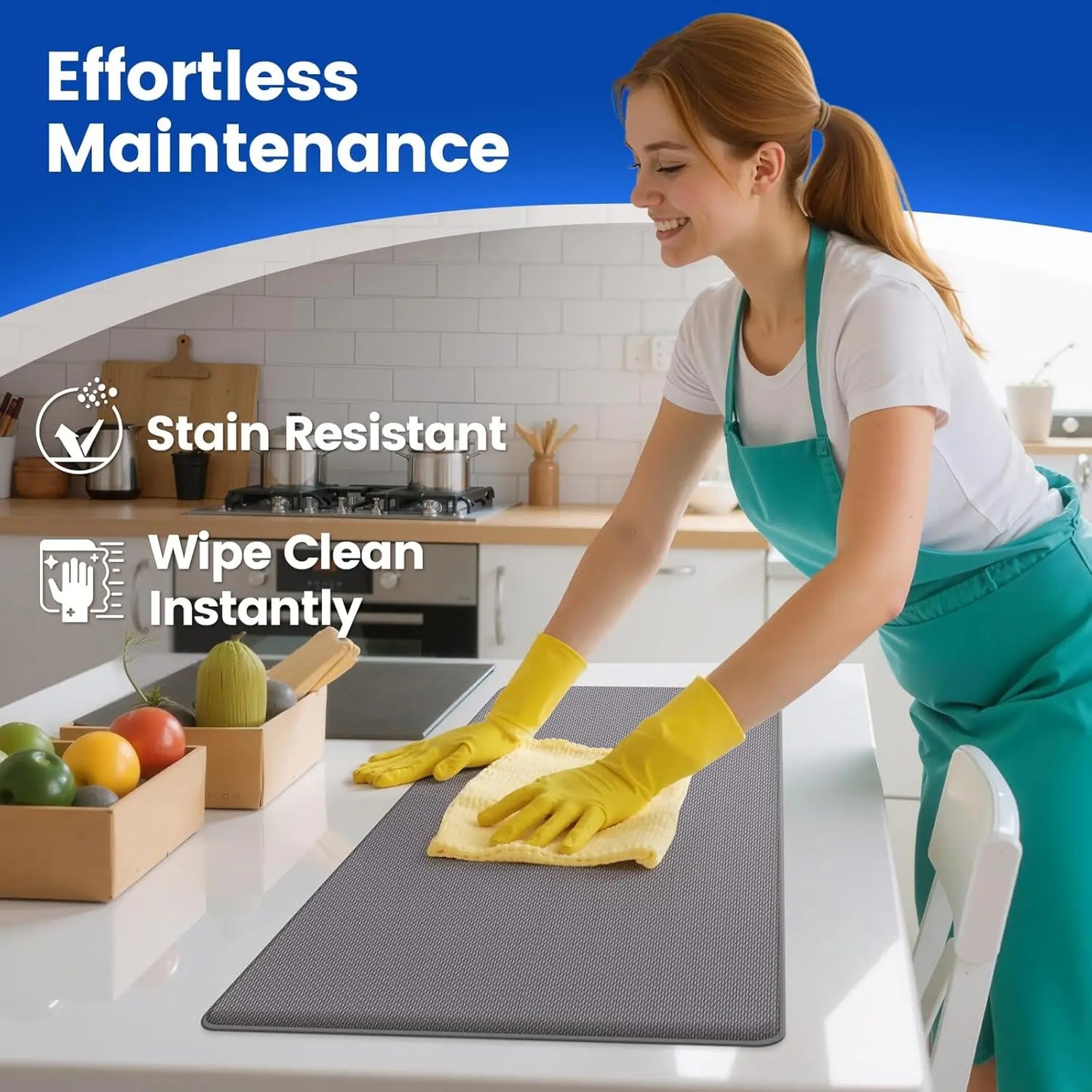 3PCS Non-Slip Anti-Fatigue Kitchen Floor Mats, Waterproof Cushioned Standing Comfort Rugs for Office, Grey