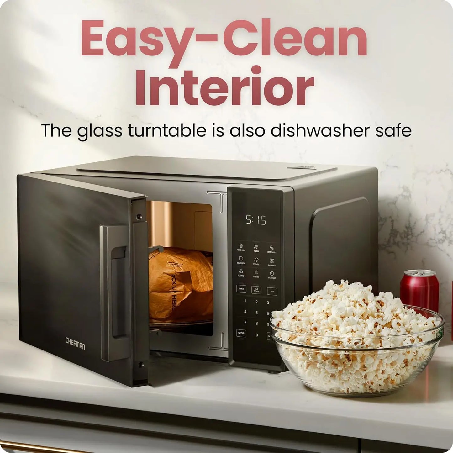 Compact 900W Microwave with 6 Presets, Eco Mode, Child Lock & Mute