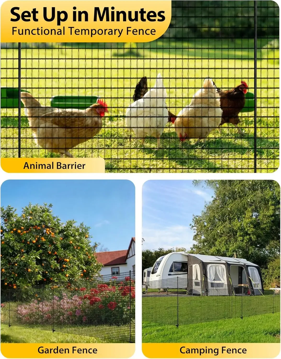 Temporary Fence With Posts Plastic Garden Fence For Animals