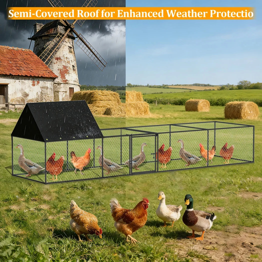 BORWART Chicken Coop Cage Outdoor Poultry Pen With Nylon Netting