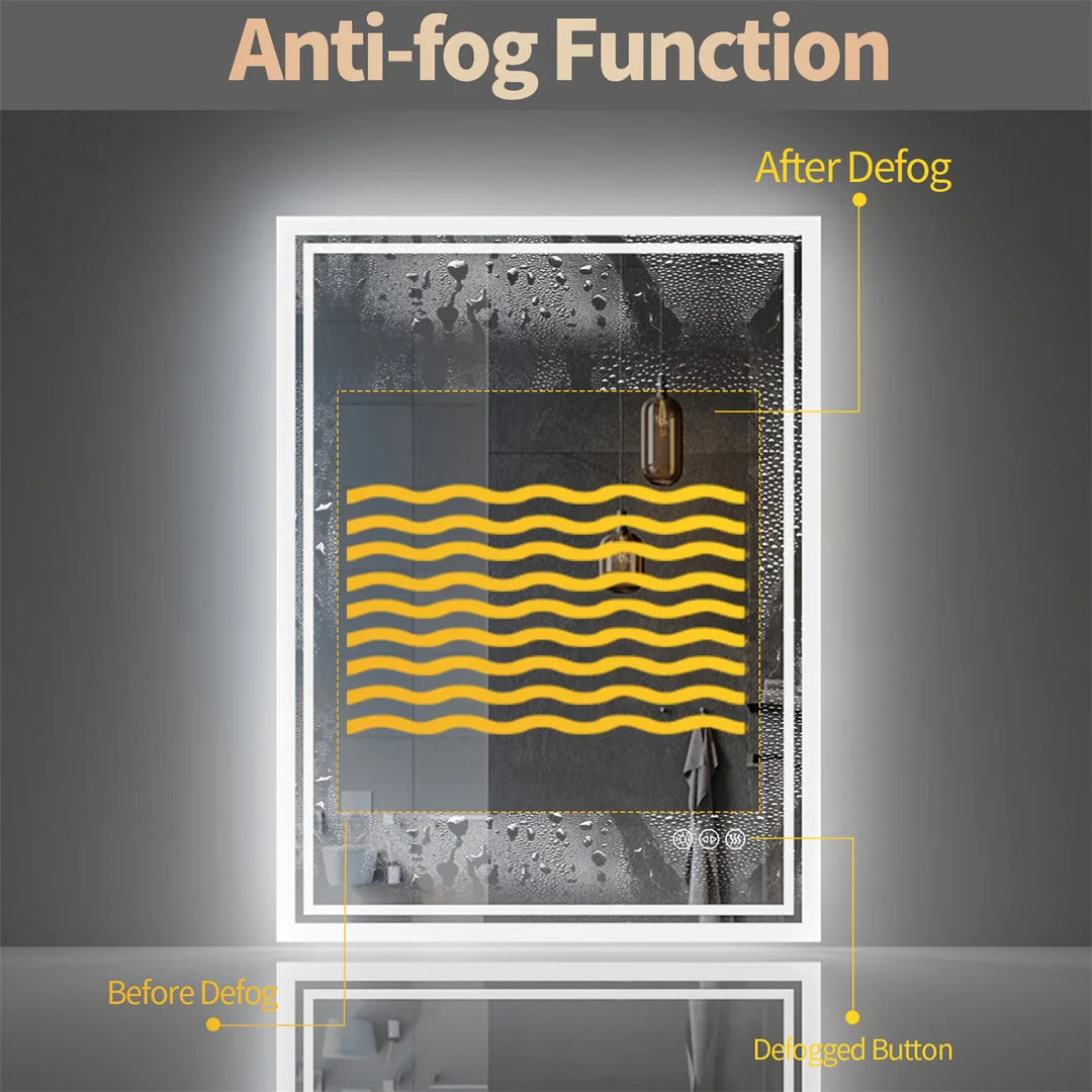 LUVODICRI LED Backlit Frameless Anti Fog Bathroom Mirror