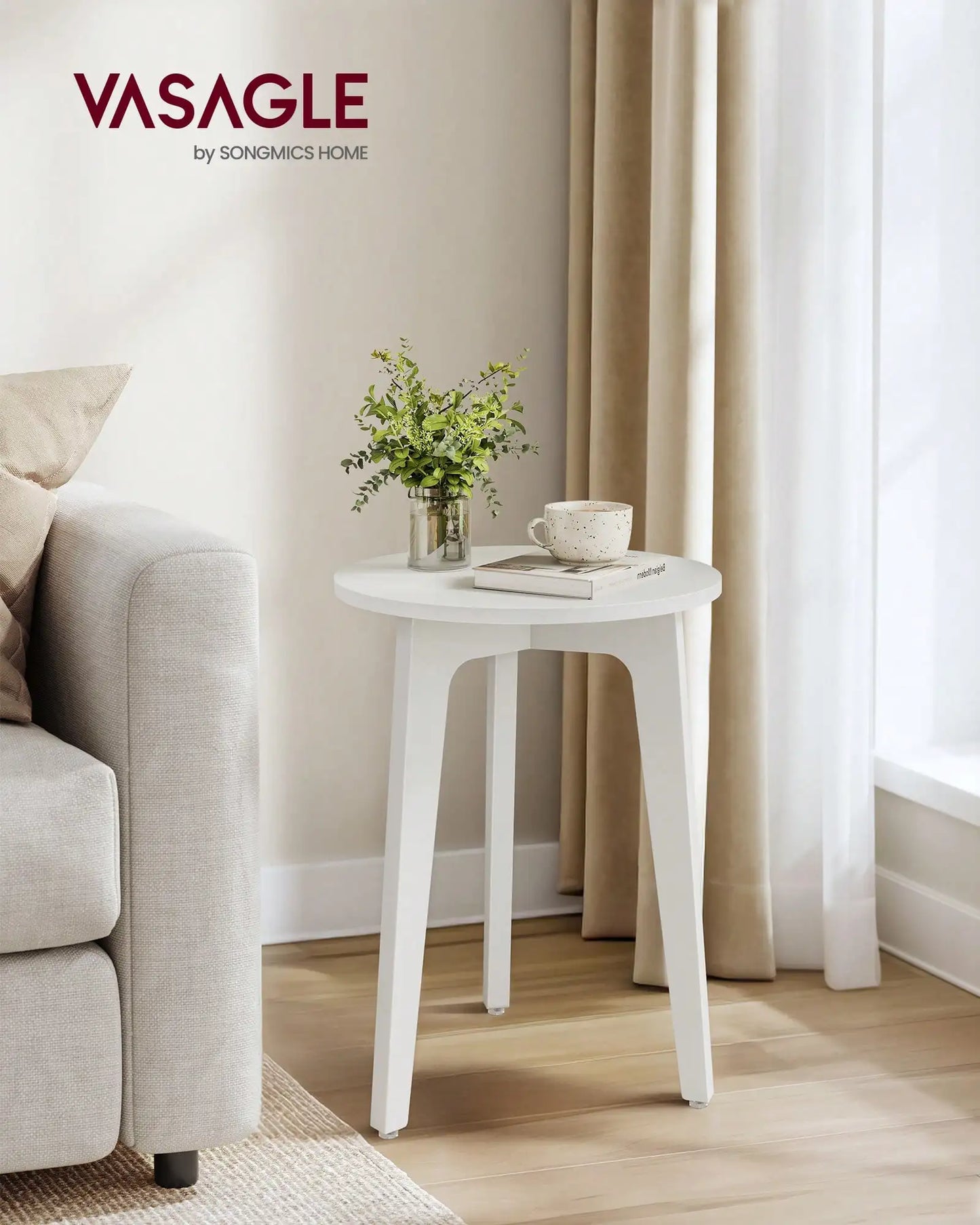 Round End Table With Tapered Legs For Living Room Decor