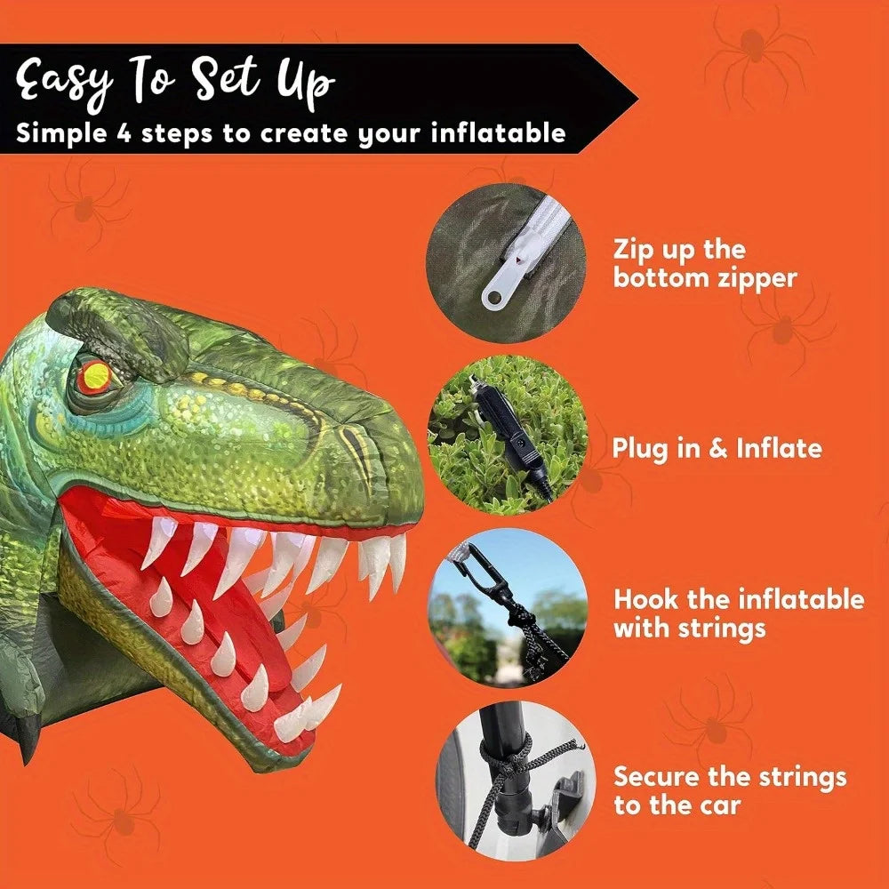 Animated Halloween Inflatable Dinosaur With LED Lights For Yard Decor