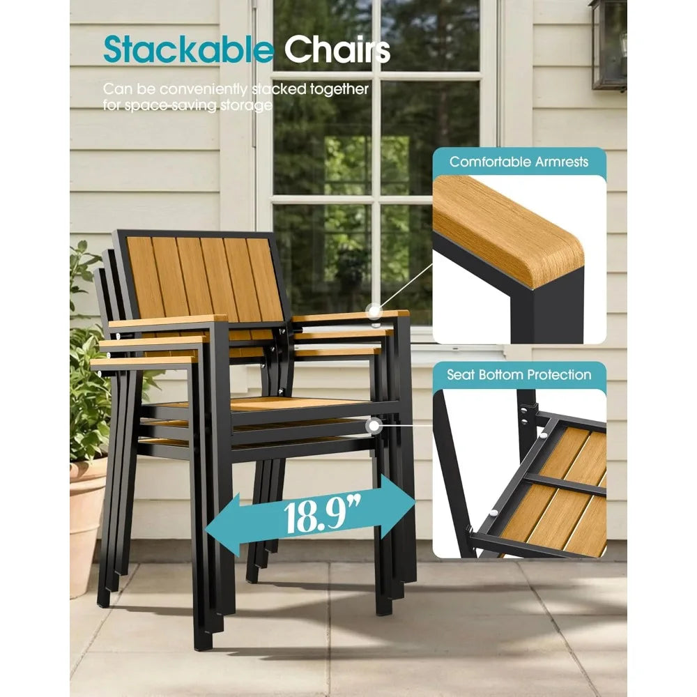 NBVCX Aluminum Outdoor Dining Set With Stackable Chairs