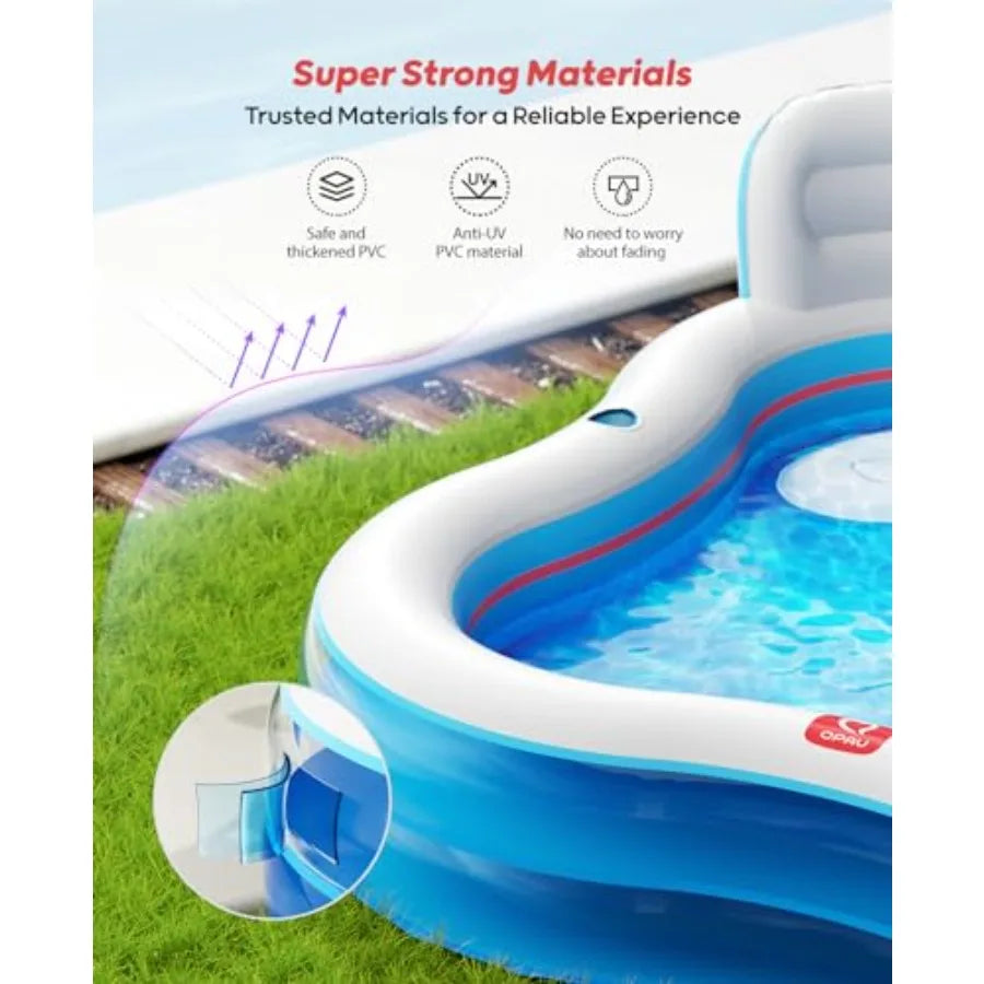 Inflatable Family Pool With Two Seats And Backrests