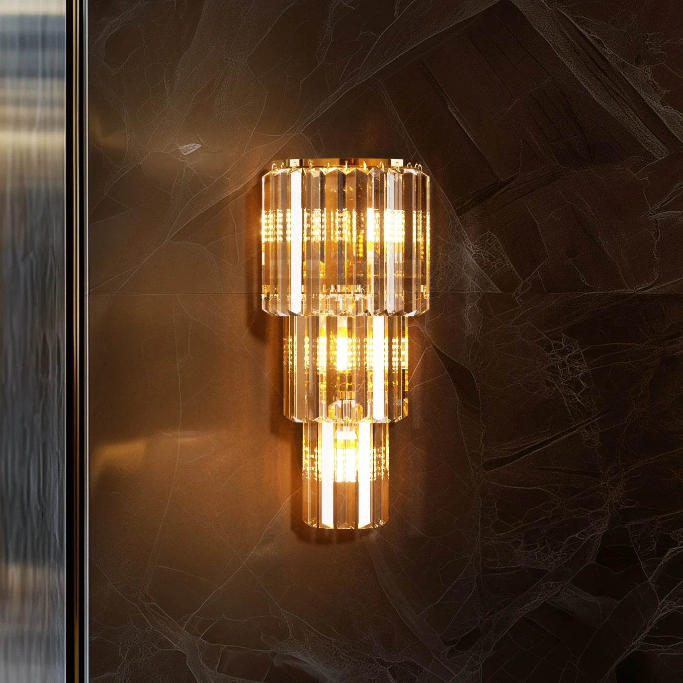 Crystal Wall Lamp 3 Layer Sconce Light With E14 LED