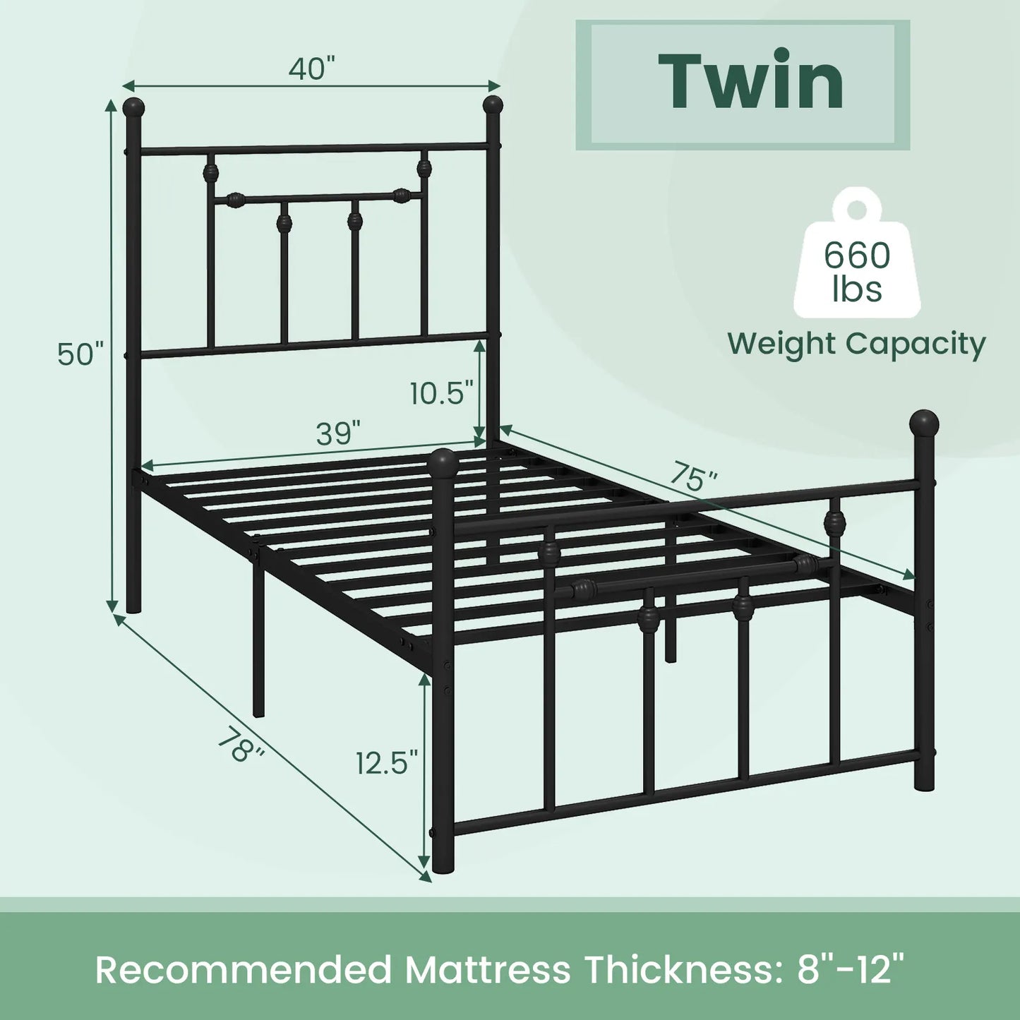 Full/ Queen/ Twin Size Metal Bed Frame w/ Headboard Under-bed Storage Mattress Foundation