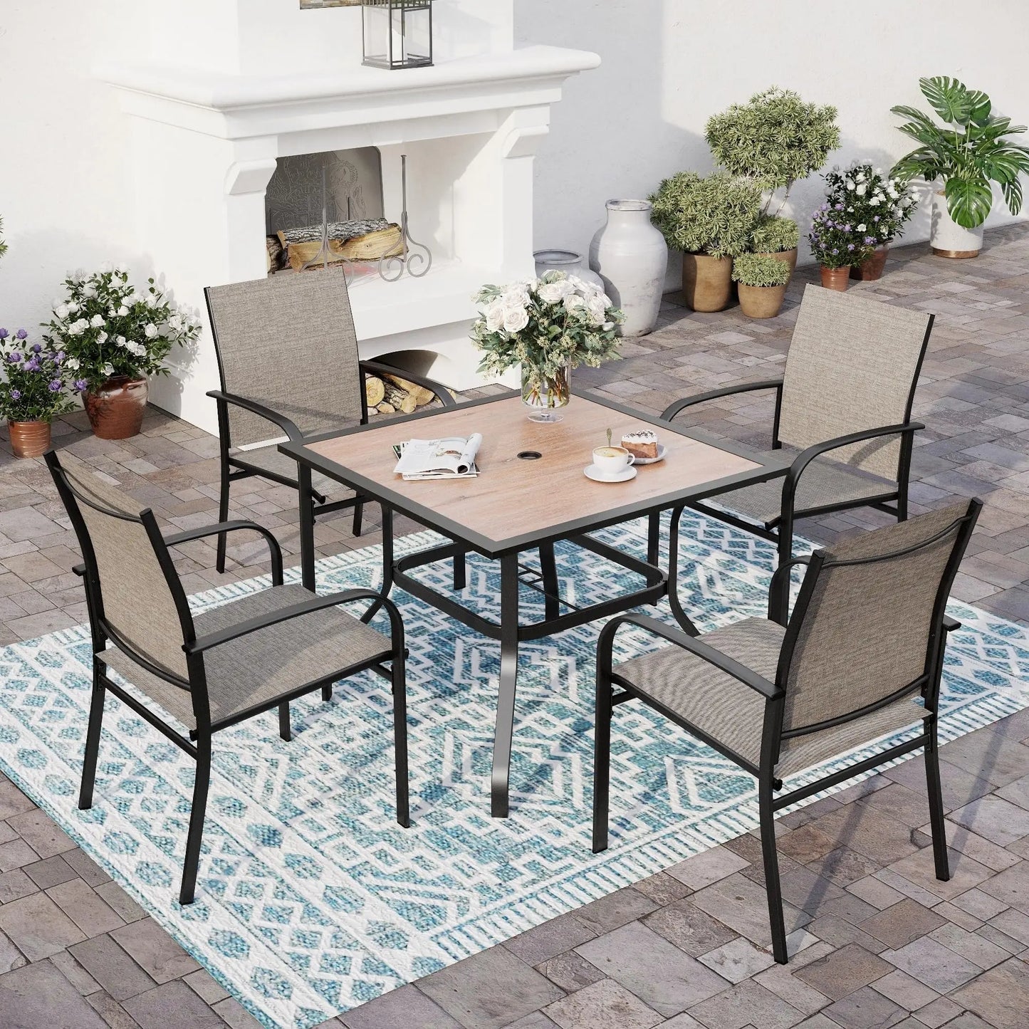 Patio Dining Set For Outdoor Use With Table And Chairs