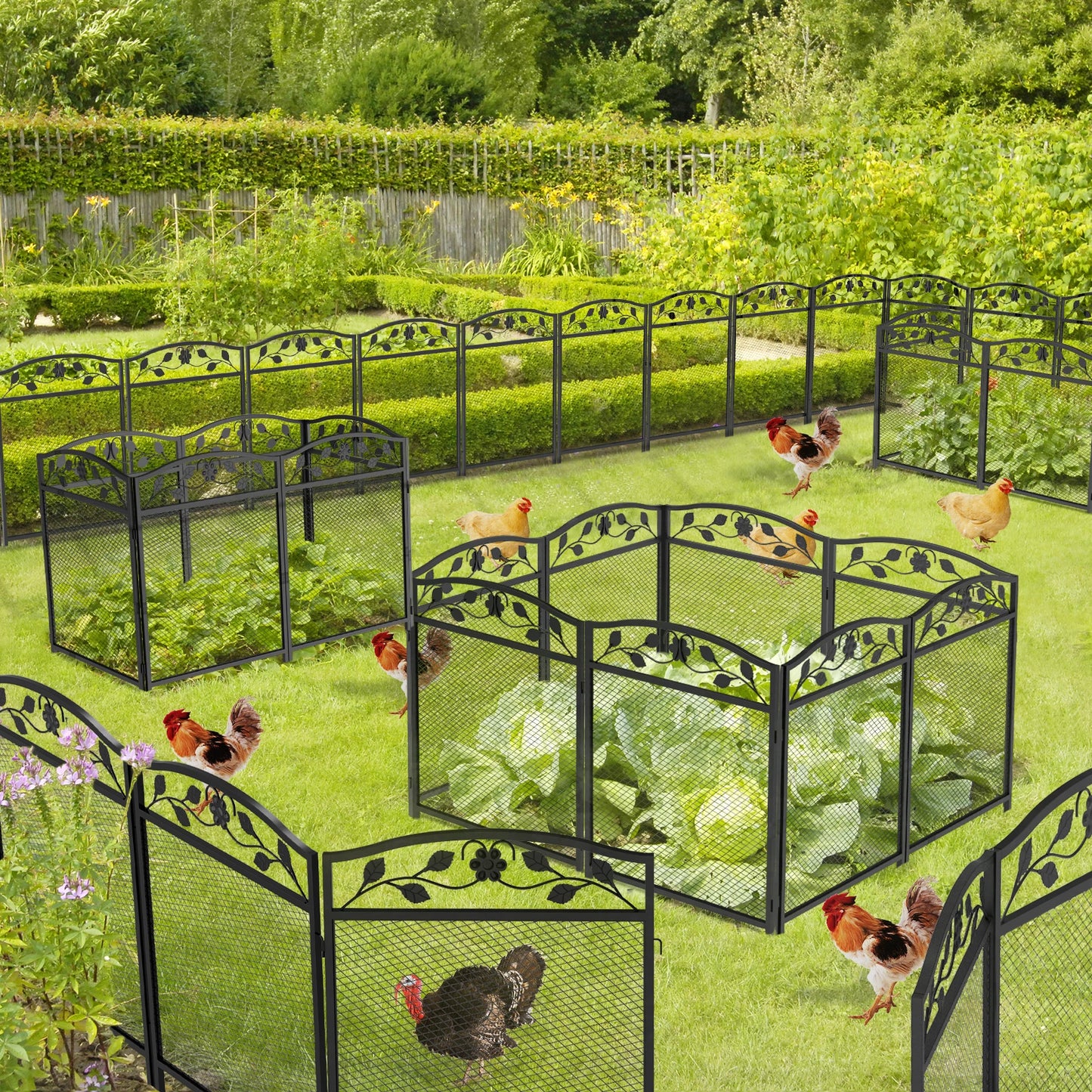 Garden Decorative Iron Fence Panels For Lawn Border Animal Barrier