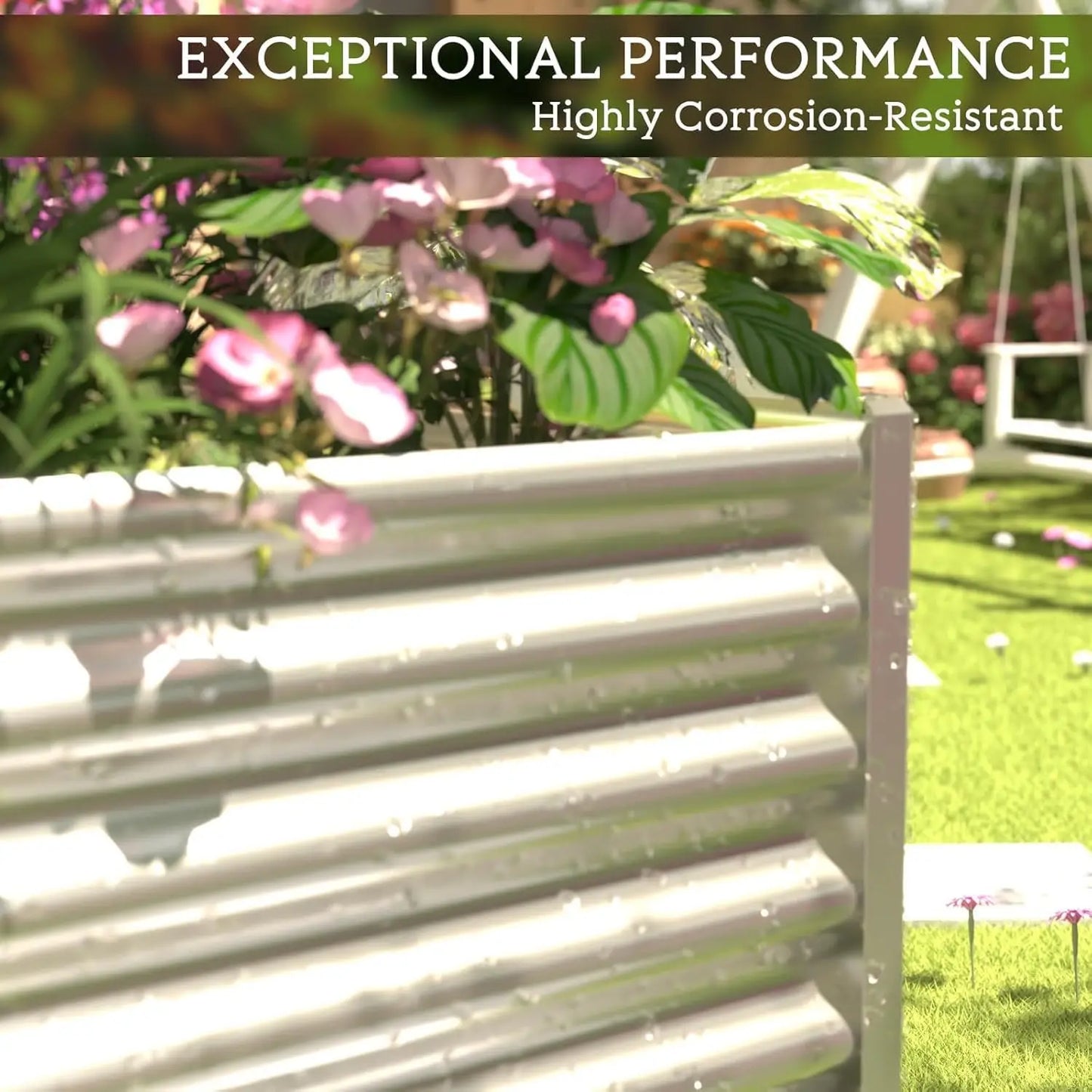 3-Piece Galvanized Raised Garden Bed, Above Ground for Vegetables and Flowers, 36x18 Inch, Easy Assembly