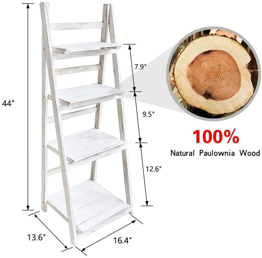 4 Tier Plant Stand For Flowers Wooden Indoor Display Rack