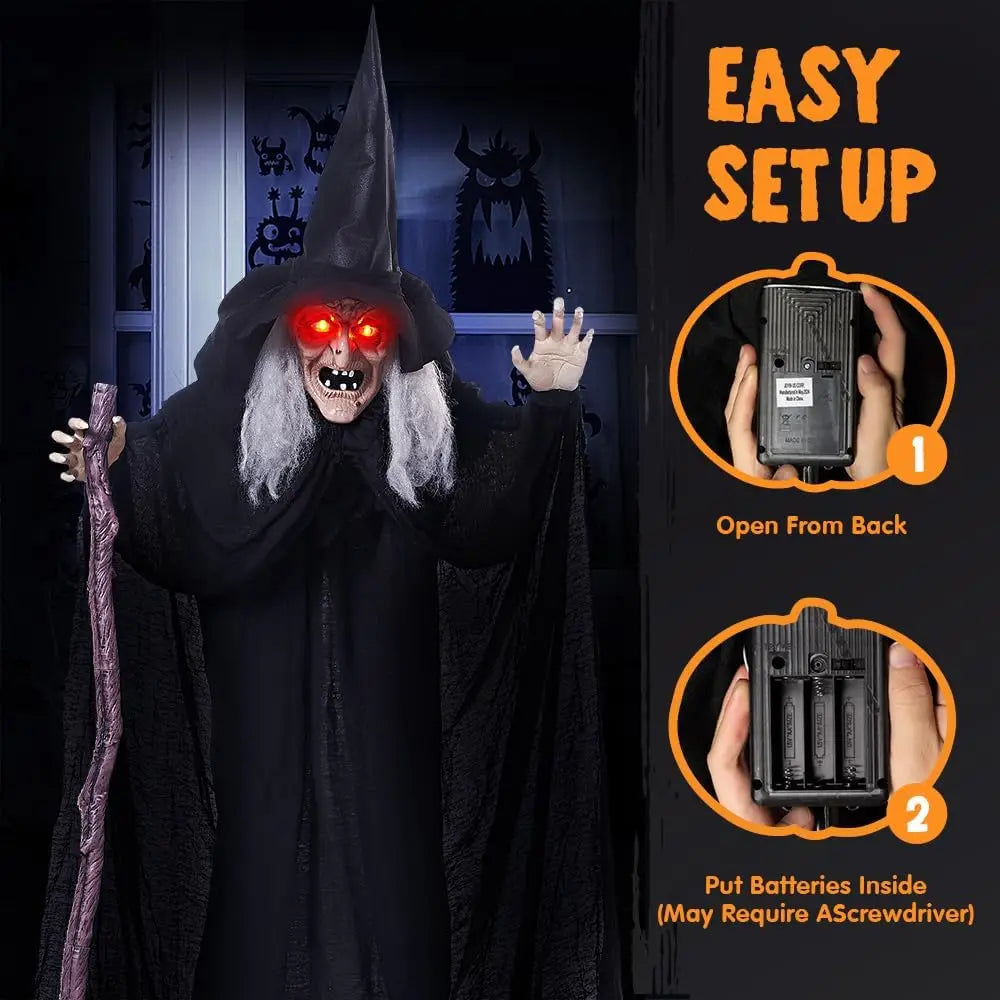 Joyfy Animatronic Witch Halloween Decor With Light Up Eyes