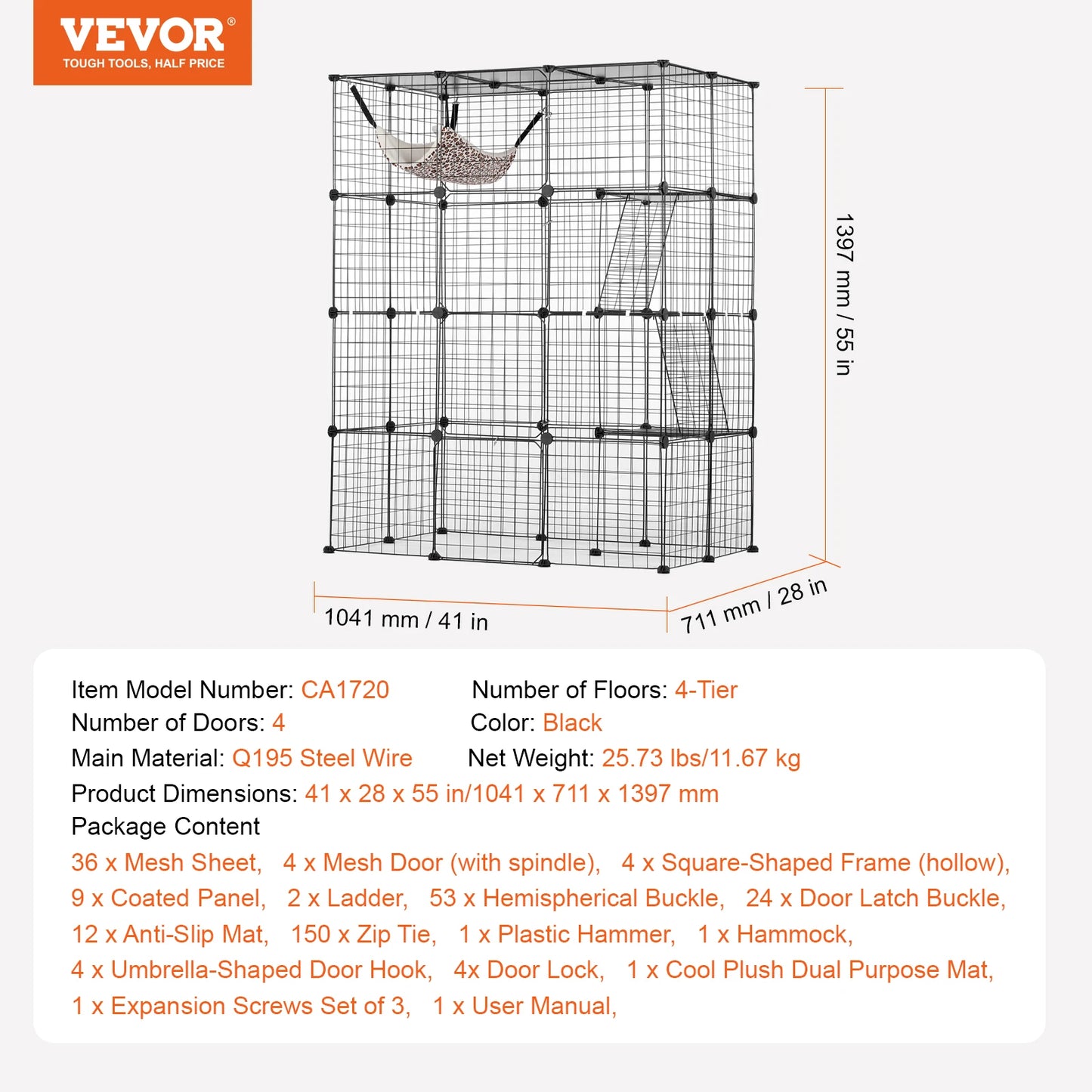 SucceBuy Five Level Cat Cage Enclosure With Front Doors Ramp