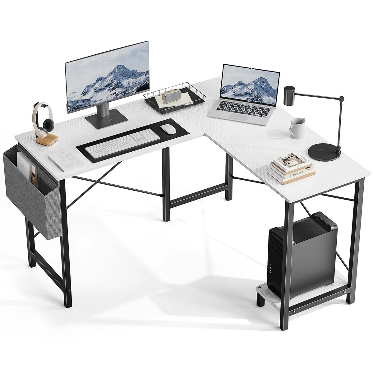 JHK L Shape Computer Desk With CPU Storage Shelf