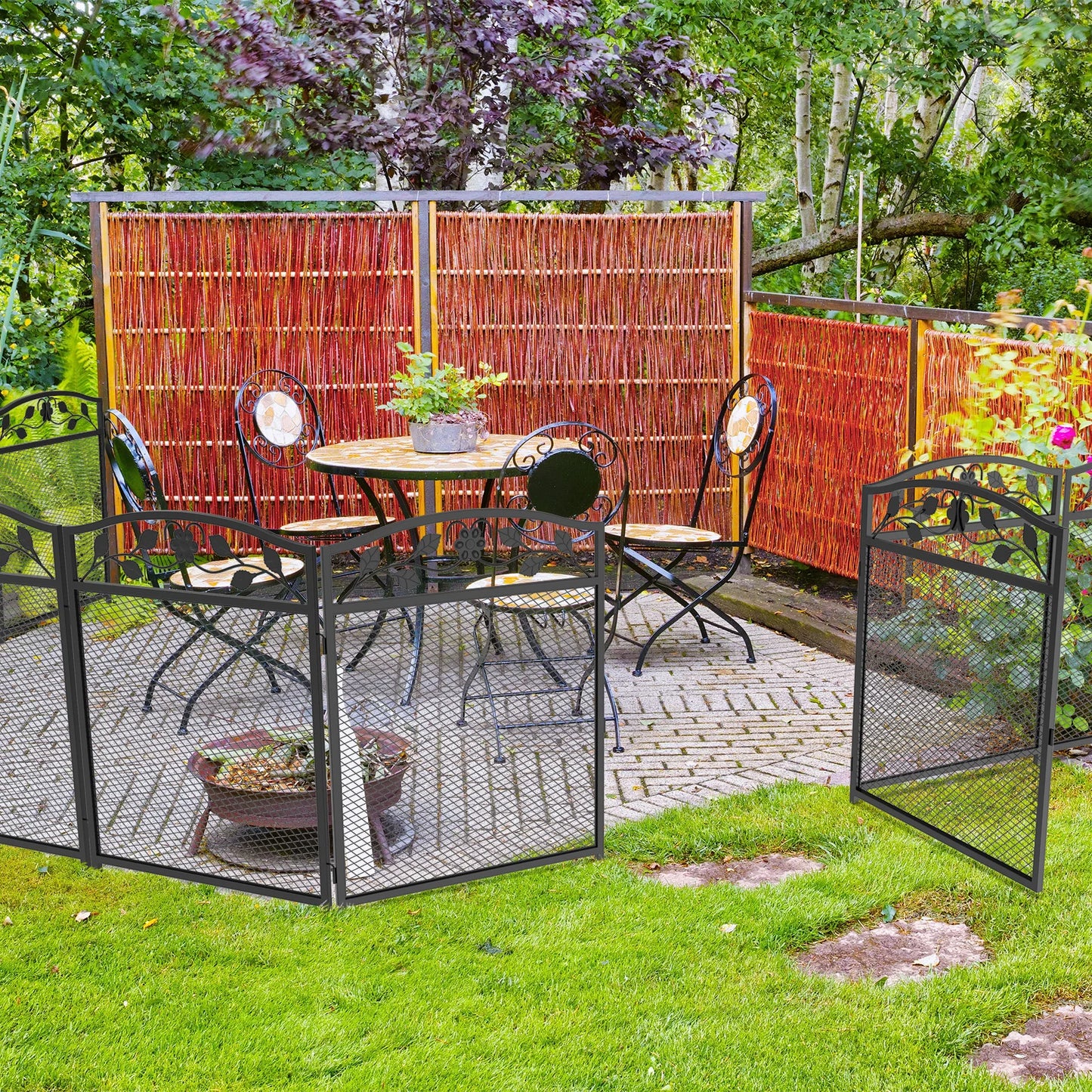 Wrought Iron Lawn Edging Border Set Outdoor Animal Barrier