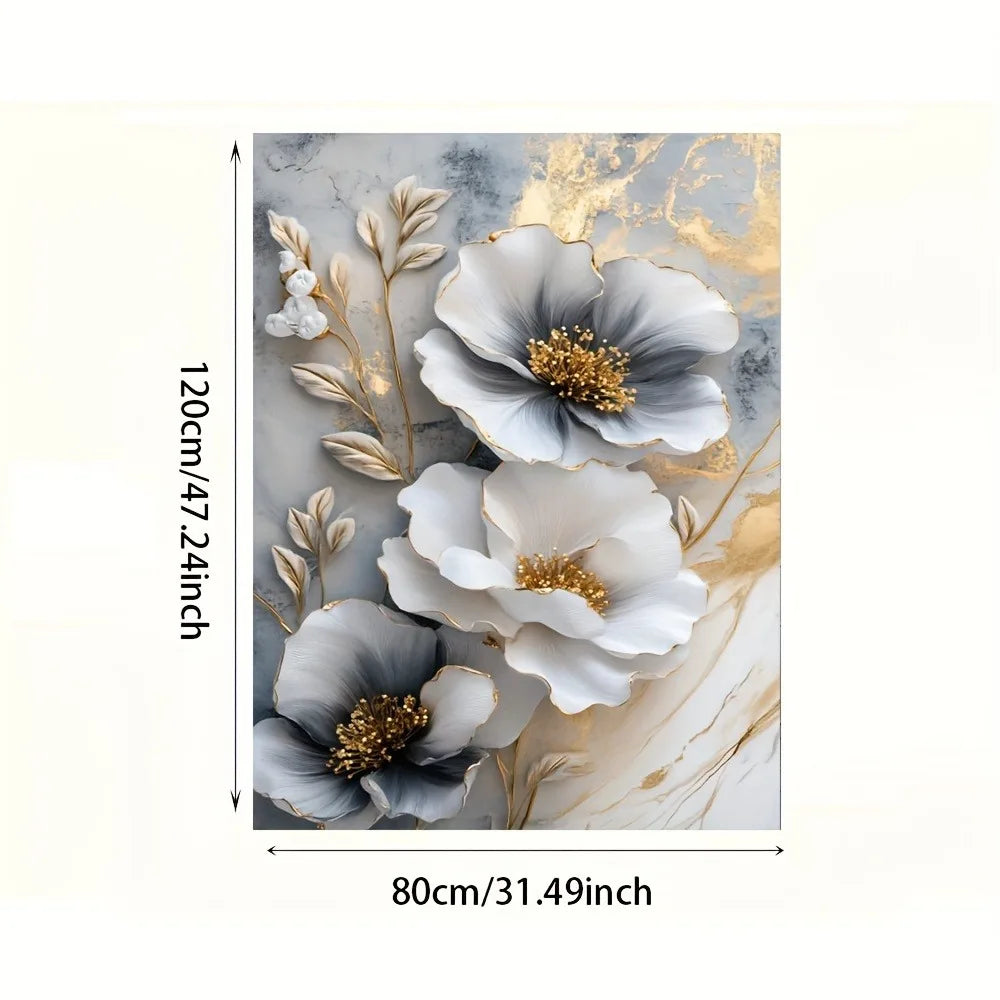 Modern Luxury Floral Canvas Mural Framed Depth Effect Painting