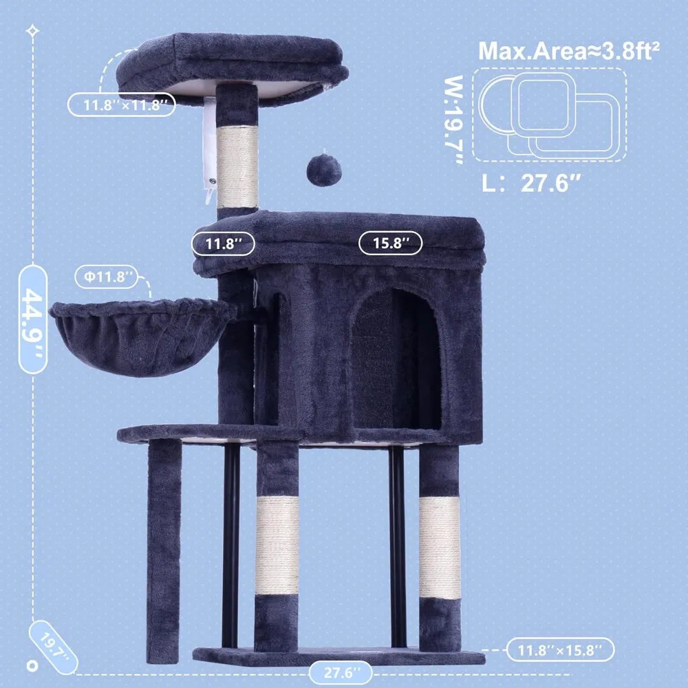 NBVCX Cat Tree Condo With Scratching Posts Hammock And Plush Perch
