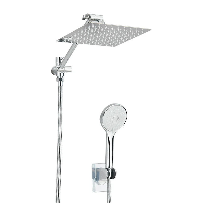Square Stainless Steel Shower Kit With Luxury Hand Shower and Valve