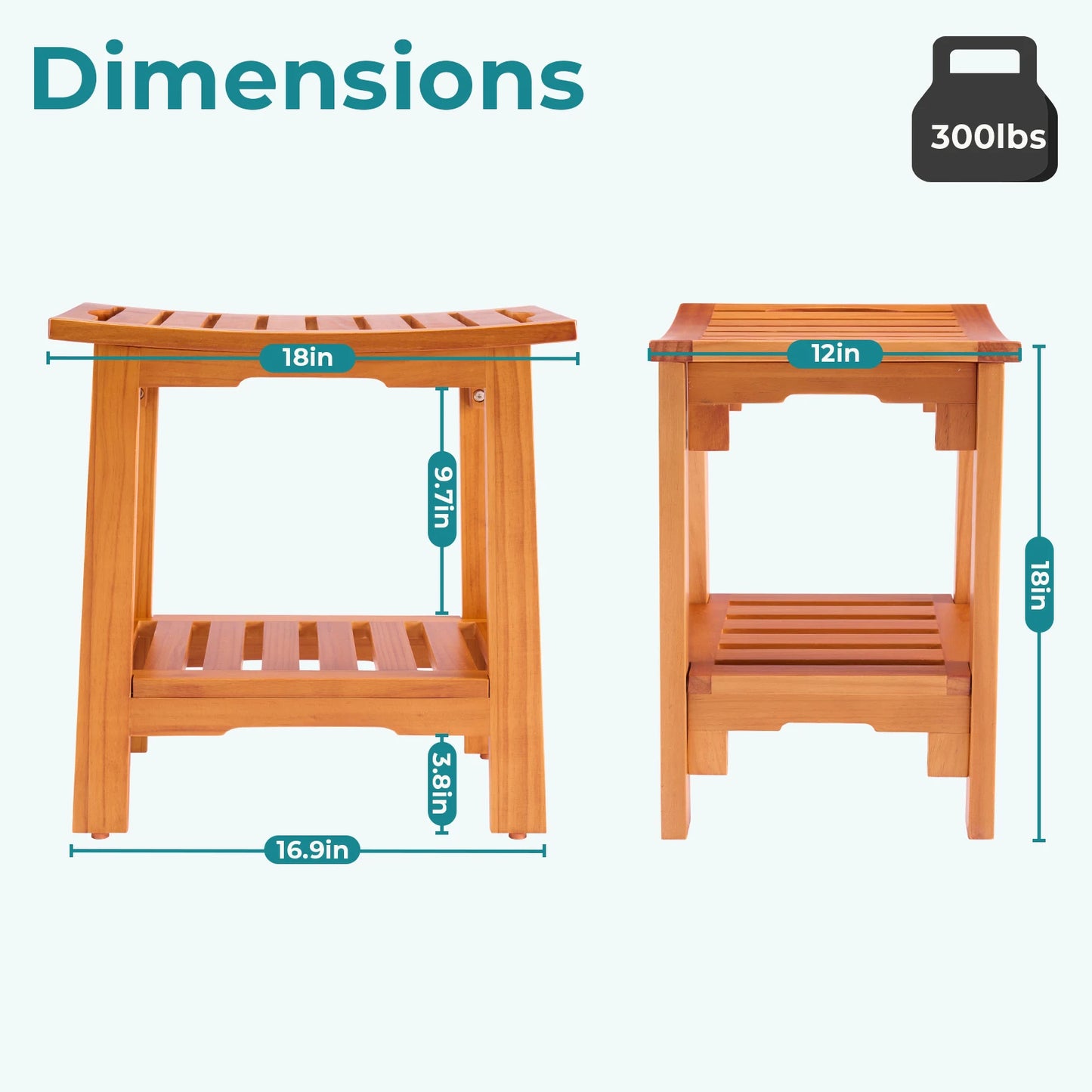 MCQ Wooden Bathroom Chair With Storage Shelf For Shower