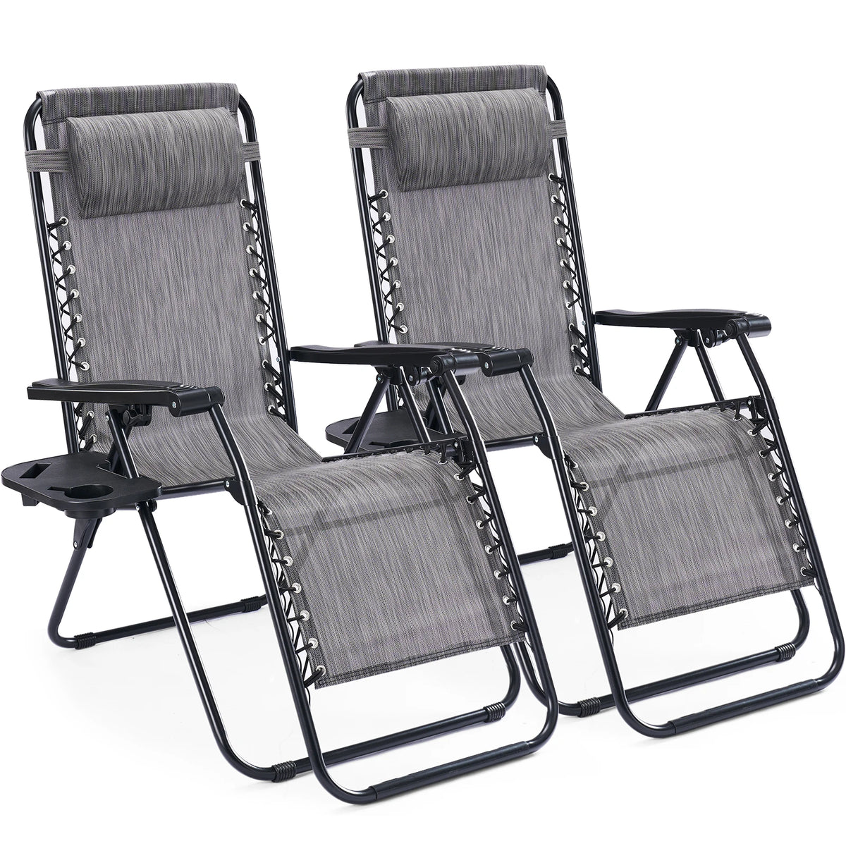 JHK Zero Gravity Recliner Outdoor Folding Lounge Chair Cup Holder