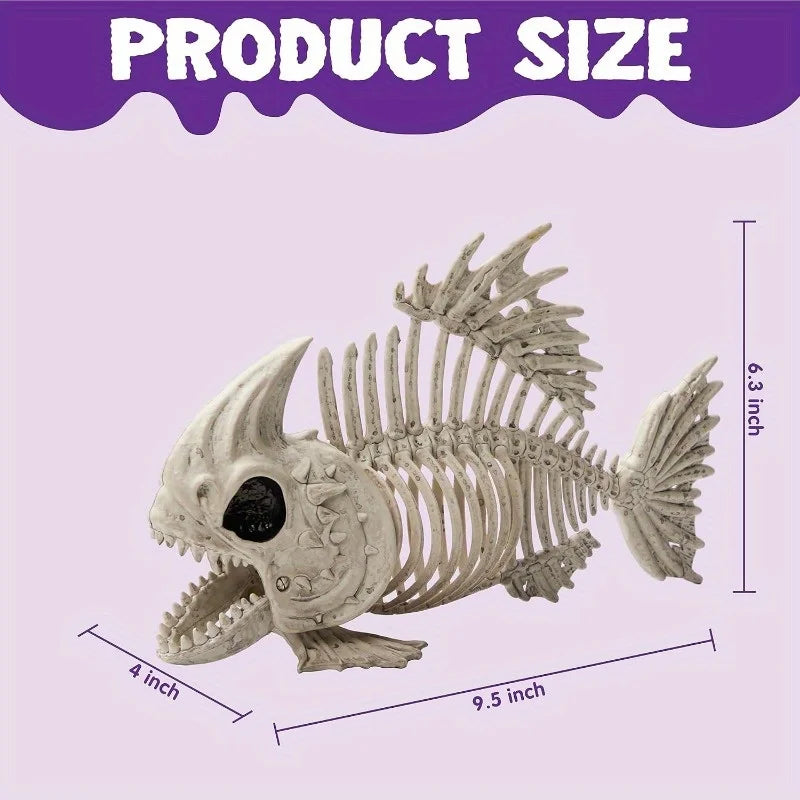 Poseable Fish Skeleton Halloween Decor For Indoor Outdoor Parties