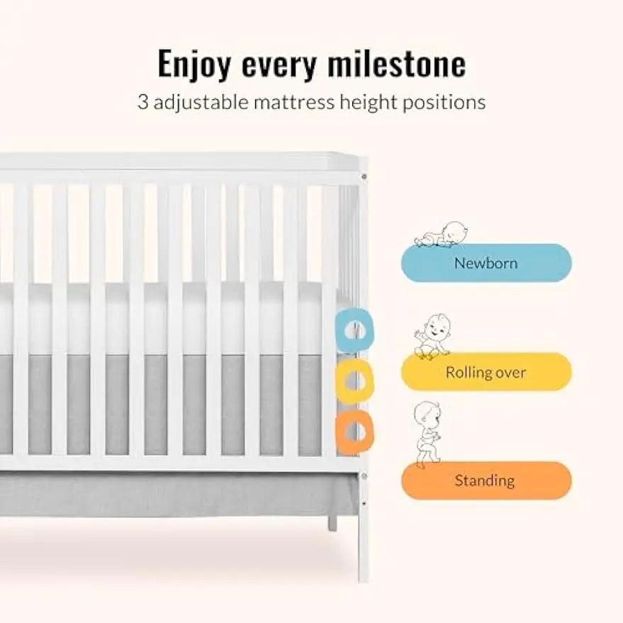 5-In-1 Convertible Baby Crib With Toddler Bed Sustainable Pinewood