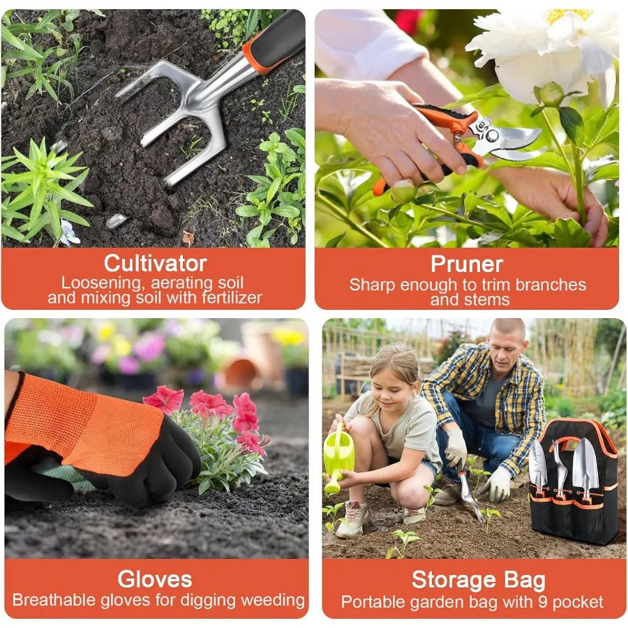 Garden Tools Set 8 Piece Gardening Tools Set with Non Slip Ergonomic Handle Heavy Duty Garden Tool Set with Storage Bag Gardeni