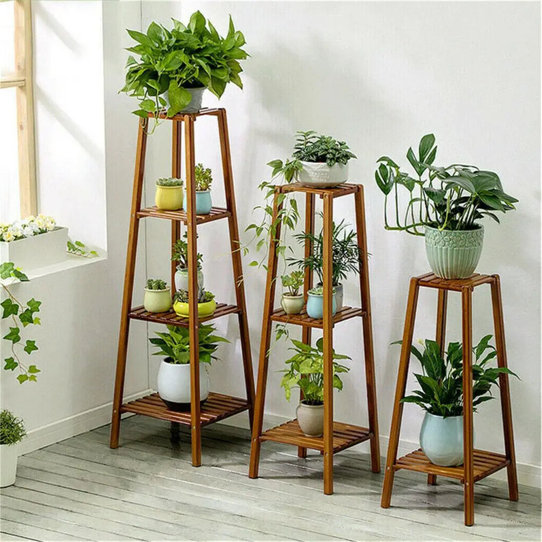 Wisfor Tiered Bamboo Plant Pot Stand Indoor Display Shelf