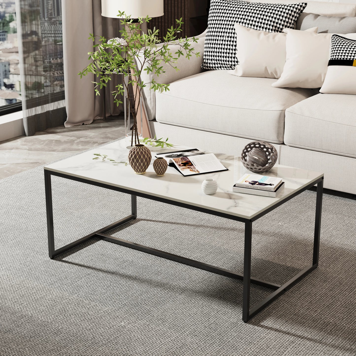 Wisfor Sintered Stone Coffee Table With Metal Frame