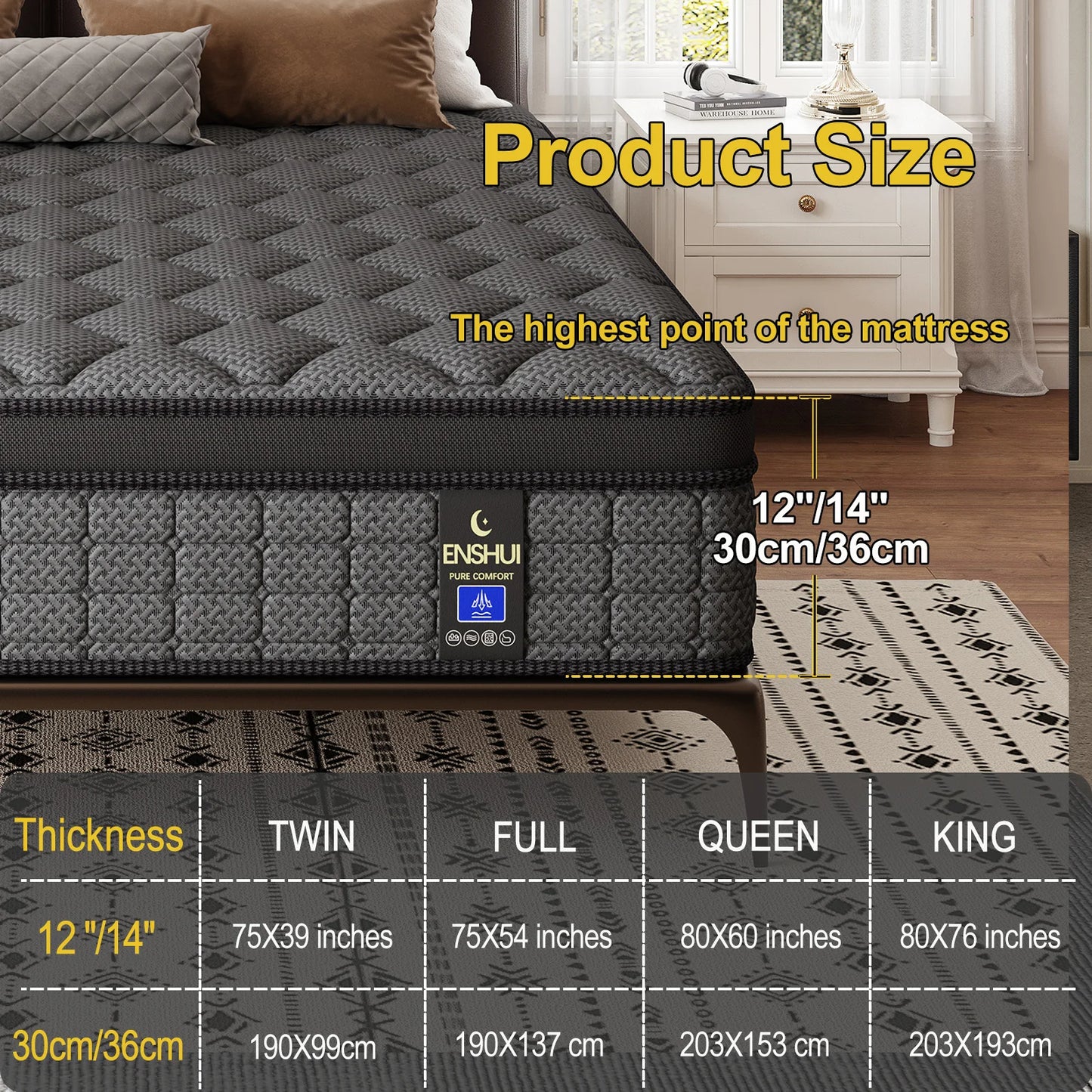 Medium Firm Gel Memory Foam Hybrid Mattress With Pocket Springs