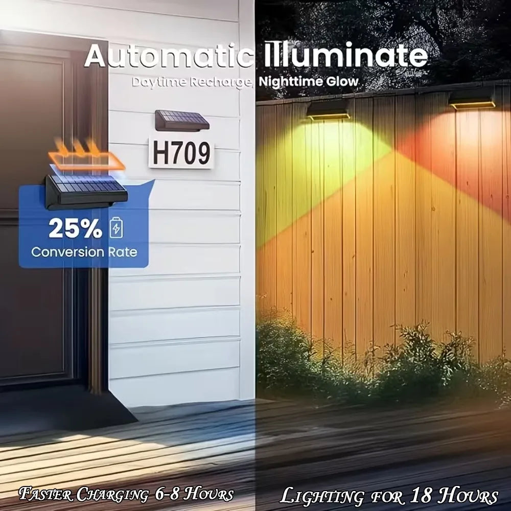 Solar Powered Garden Wall Lights with Sloped Design and 9 Modes