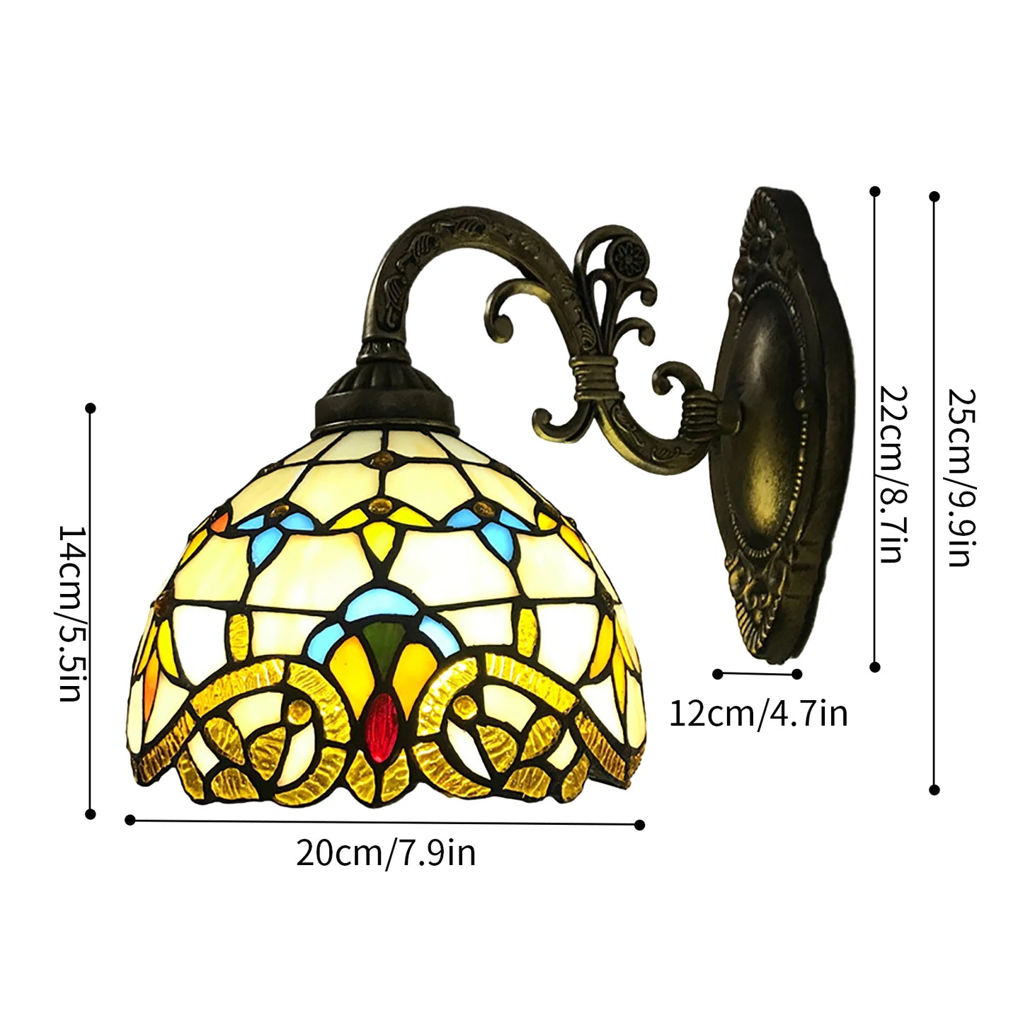 Tiffany Wall Lamp Vintage Dome Light for Living Room
