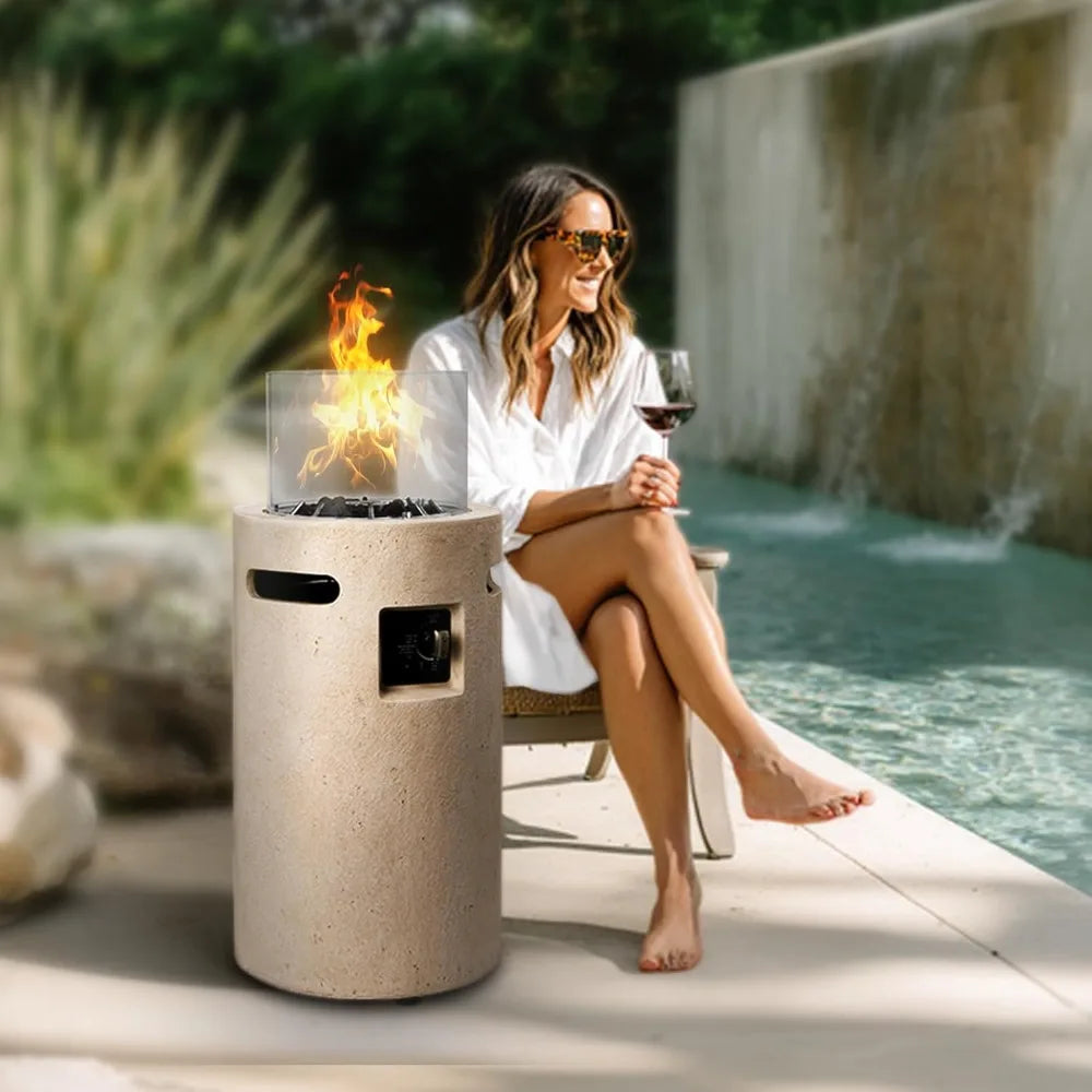 Propane Fire Pit 50,000 BTU Outdoor Heater With Wind Guard