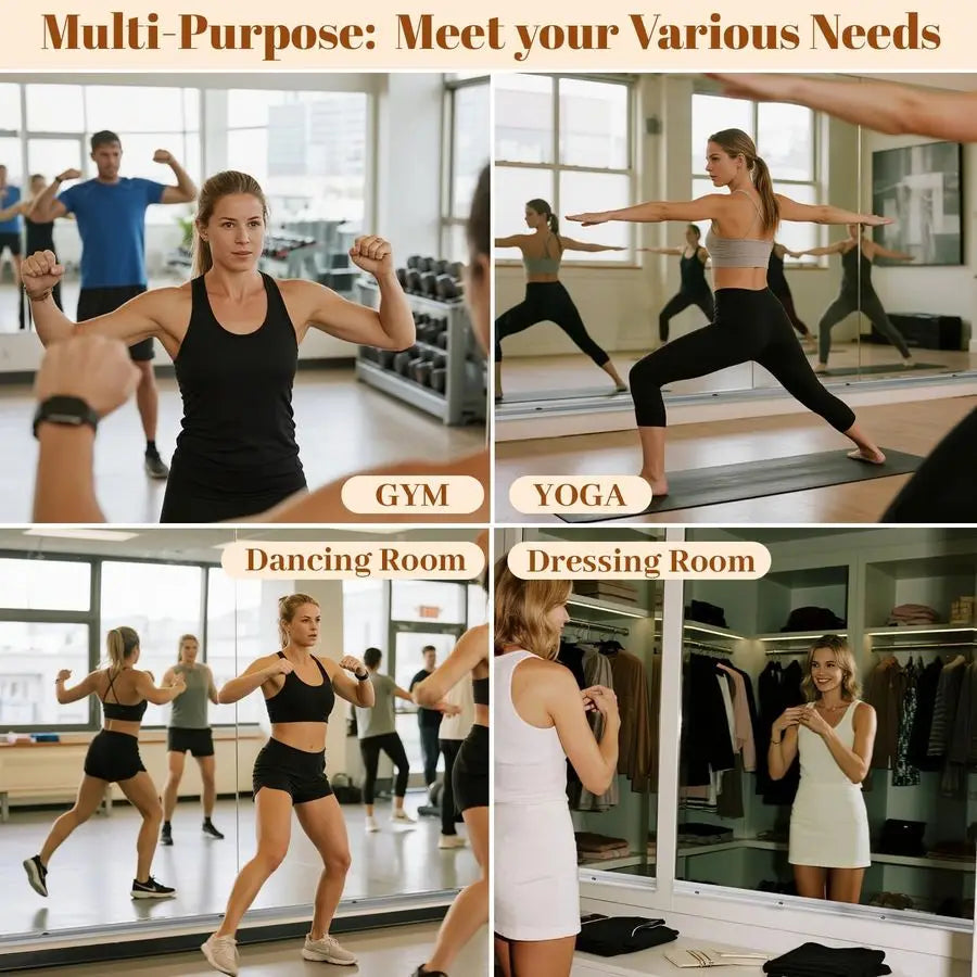 Home Gym Mirror 2 PCS 2448 inches, Large Wall Mounted Frameless Full Length Body Mirror for Dancing Studio, Exercise, Fineness,