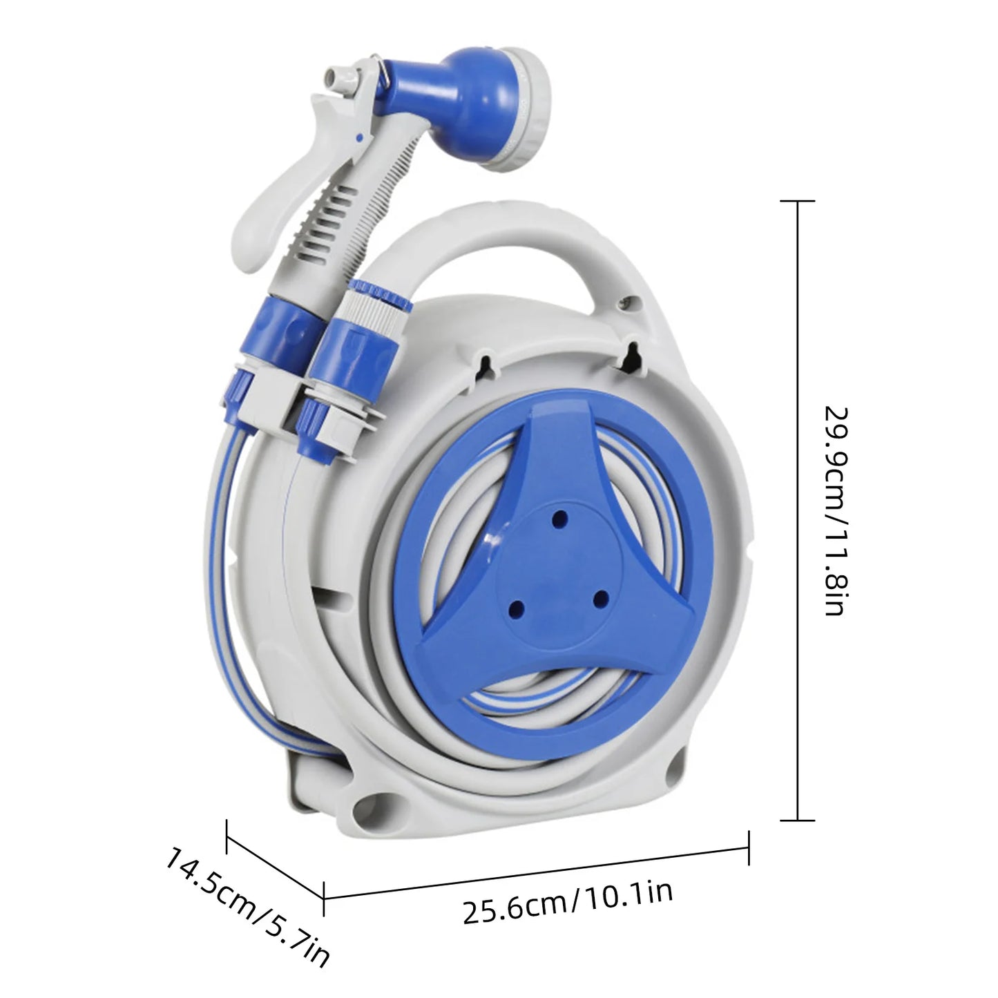 Retractable Garden Hose Reel with 8-in-1 Sprayer Nozzle 43Ft Hose Portable Water Hose Reels with Spray Lock or Indoor Outdoor